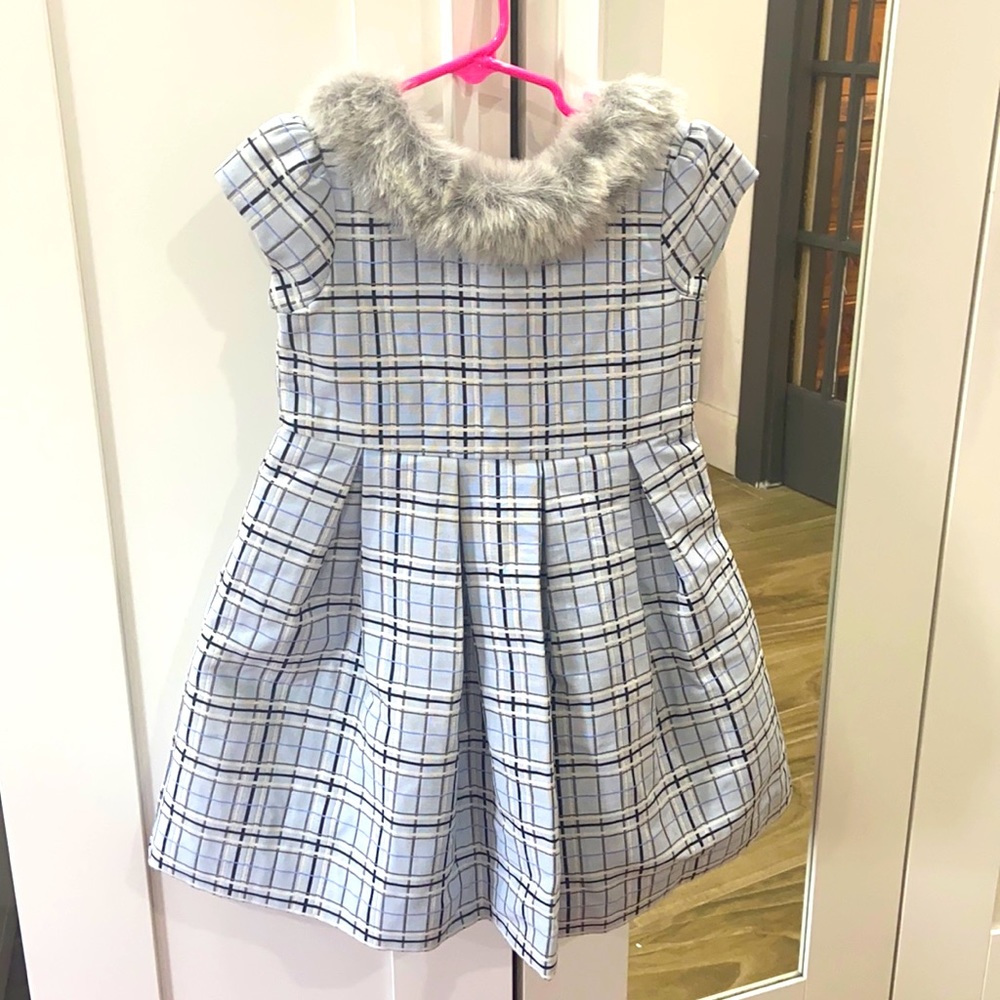 Janie and Jack Blue Plaid Jacquard Baby Girl Dress